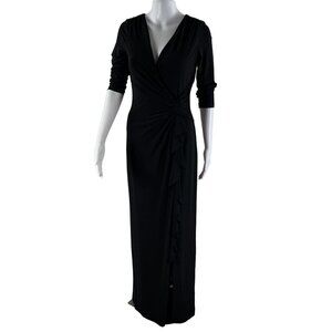 Ralph Lauren Womens Size 4 Black Evening Gown Pleated Elegant Romantic Stylish